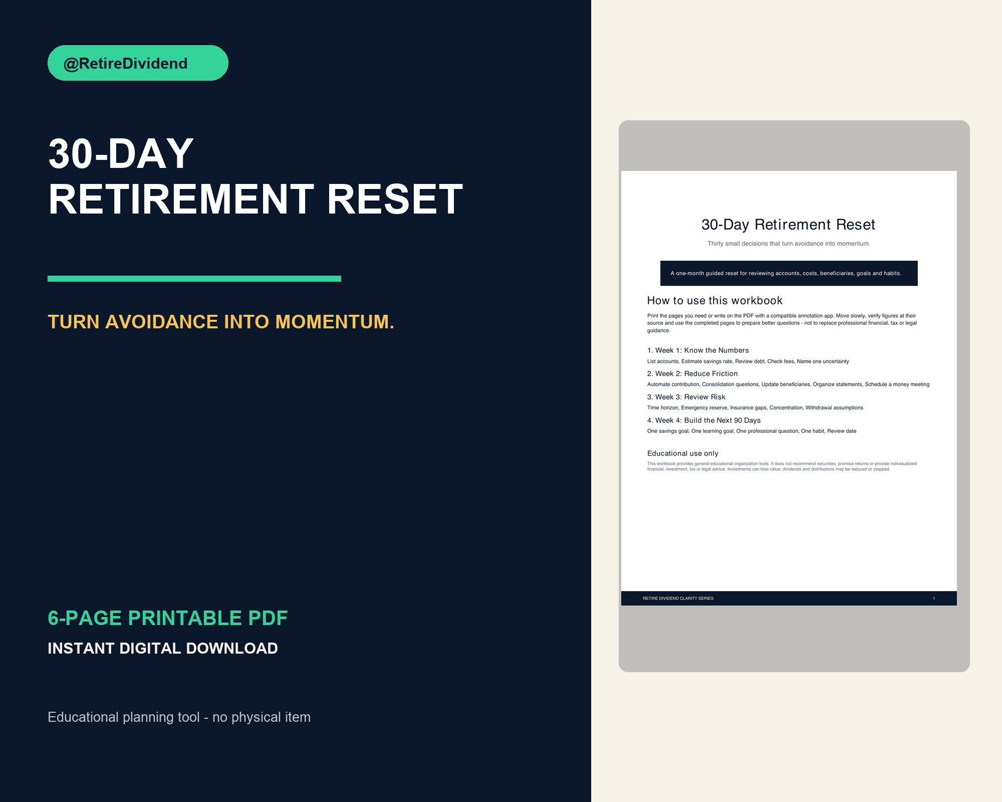 30-Day Retirement Reset PDF cover preview